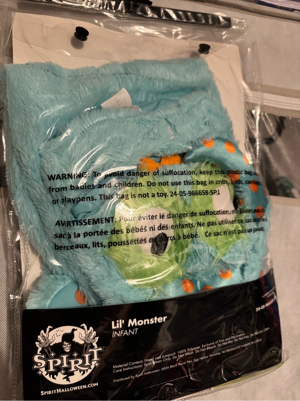 Spirit Lil' Monster Infant Costume - Light Blue with Green & Orange Accents - Picture 3 of 4